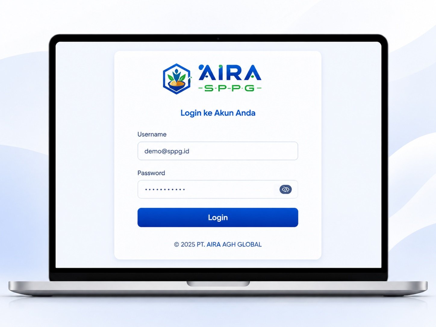Tampilan Login AIRA SPPG